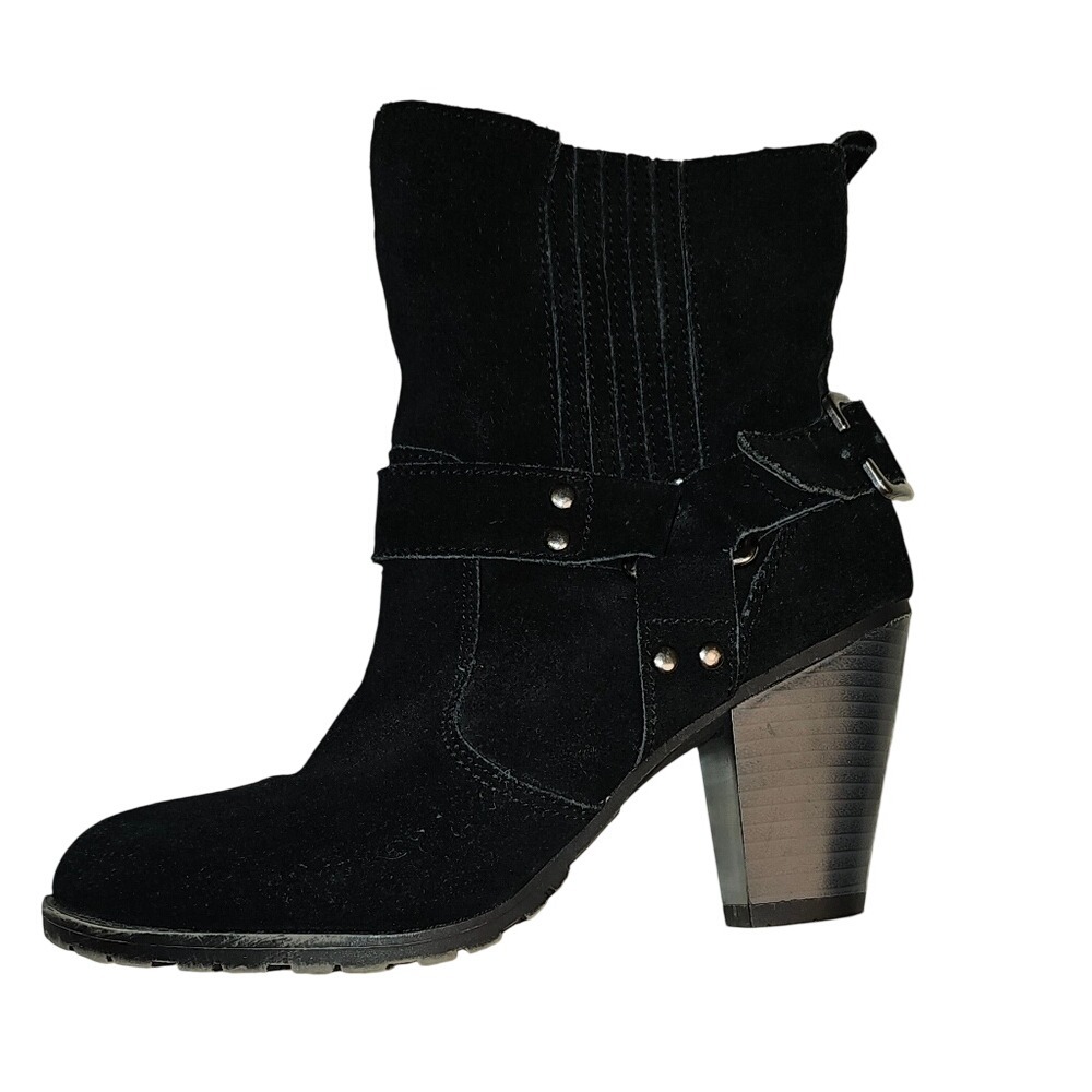Eddie Bauer Black Madison Suede Ankle Boots Booties Size 7.5 Med